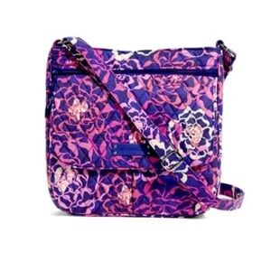 VERA BRADLEY Katalina Pink Hipster Flap Crossbody Shoulder Bag Navy Zip GUC!